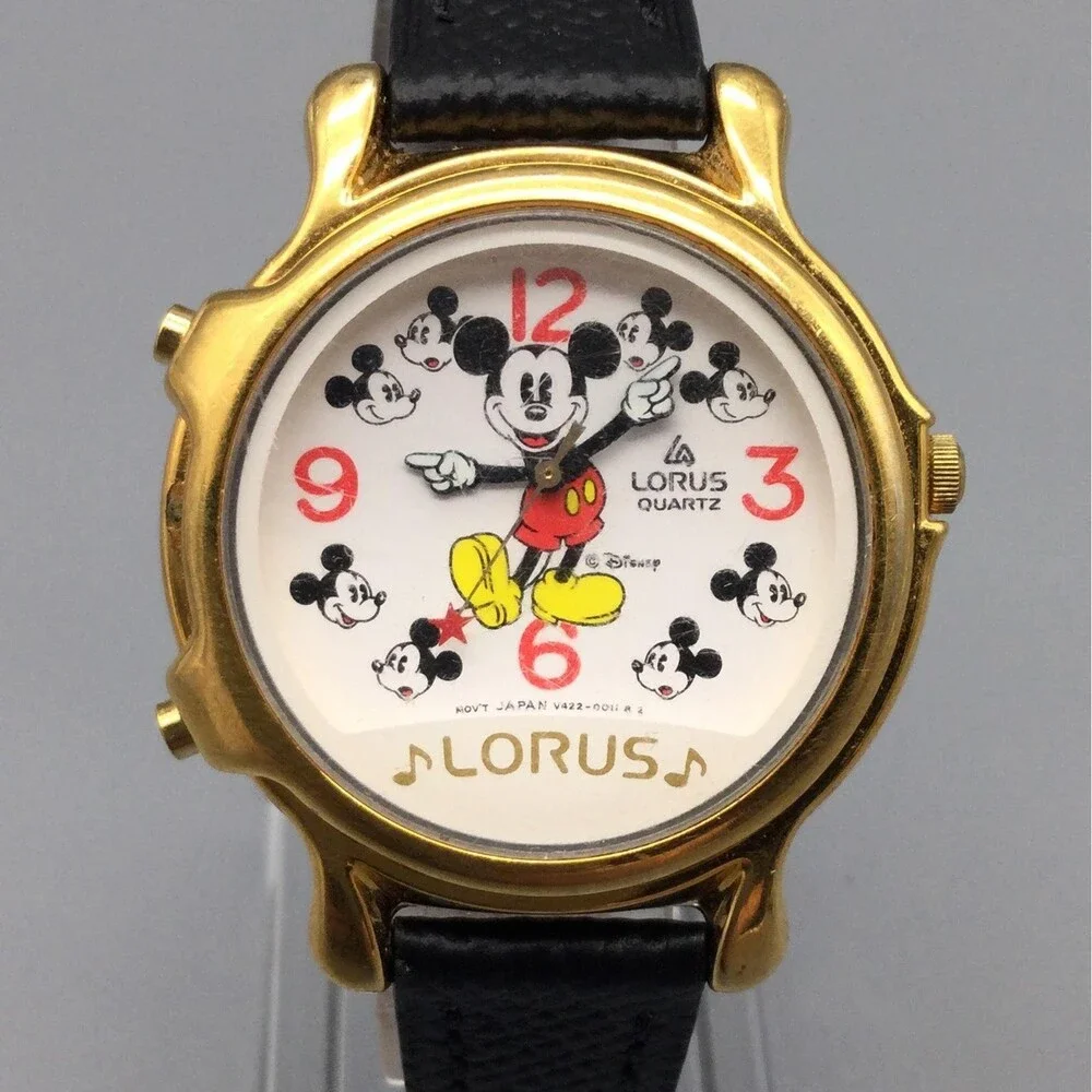 Lorus Boys Watch 31mm Disney Mickey Mouse Dial Gold Tone V422-0010 New Battery